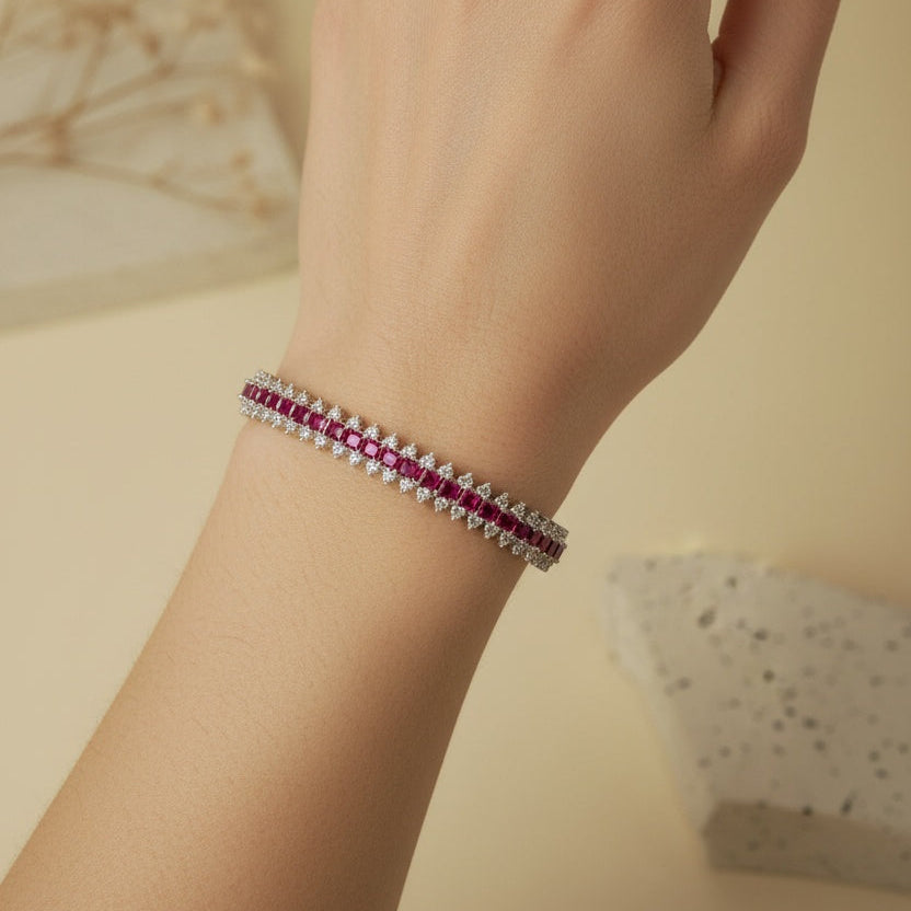 RUBY PRINCESS CUT TENNIS BRACELET